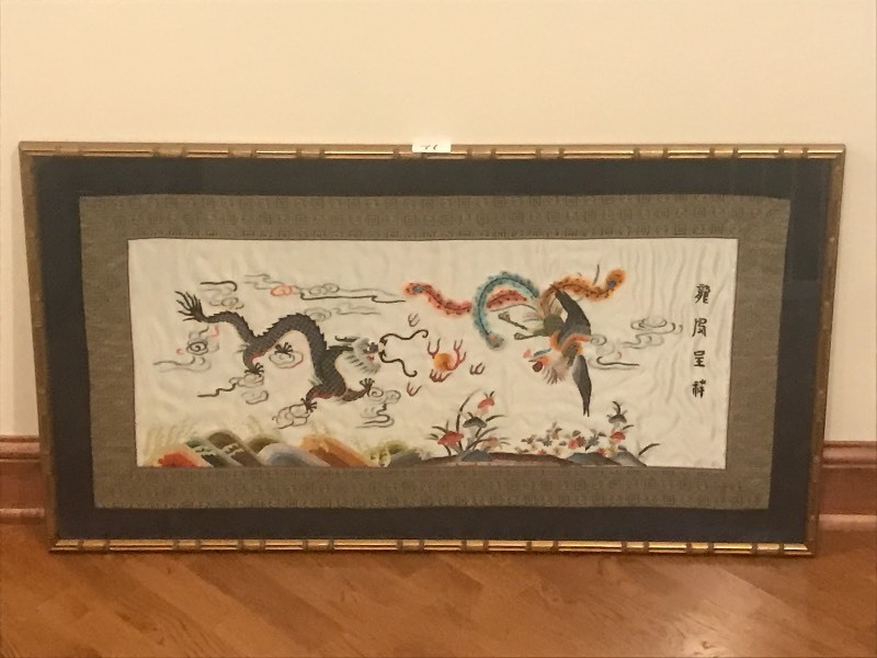 lot 41 image: Framed Japanese Silk Art, In Great ...