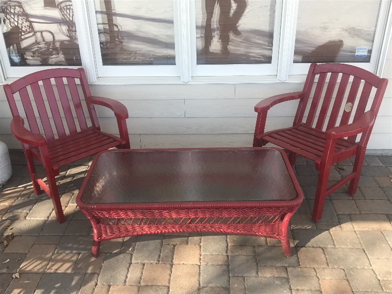lot 48 image: Patio Table & Chair Set Glass Top ...