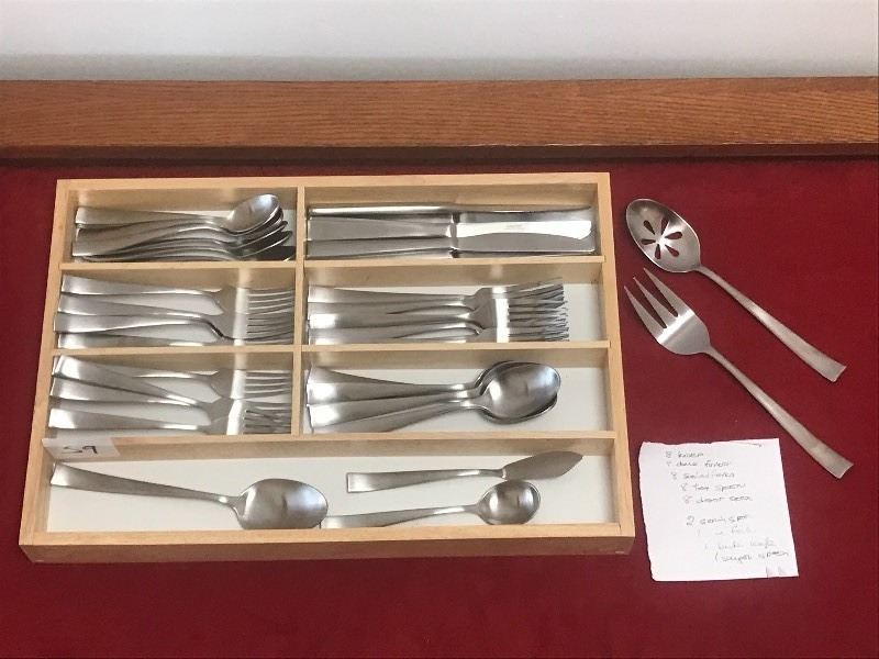lot 59 image: Stainless Steel Silverware Set With...