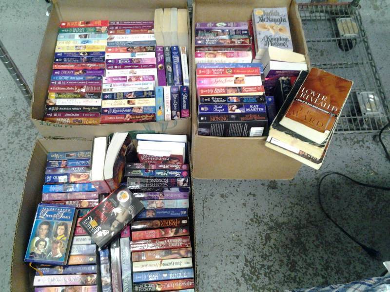 lot 21 image: 3-Boxes Of Romance Novels & Other Books