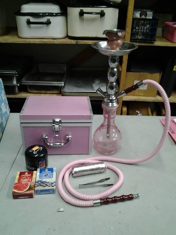 lot 30 image: Pink Hookah Pipe, Accessories & Case