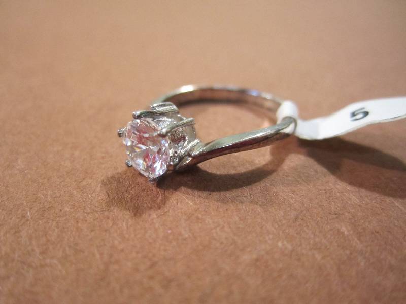 lot 28 image: Sterling Silver Ring with Large Sto...