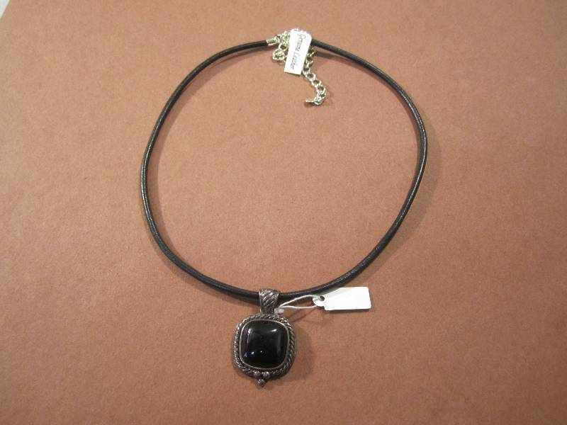 lot 30 image: Leather Necklace with Sterling Silv...