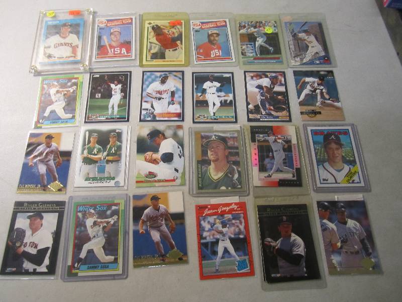lot 90 image: Lot of 24 Baseball Cards in Sleeves...