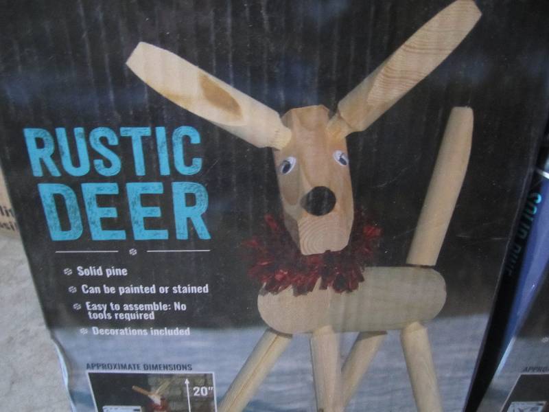 lot 166 image: Lot of 2 Solid Pine Rustic Deer Ope...