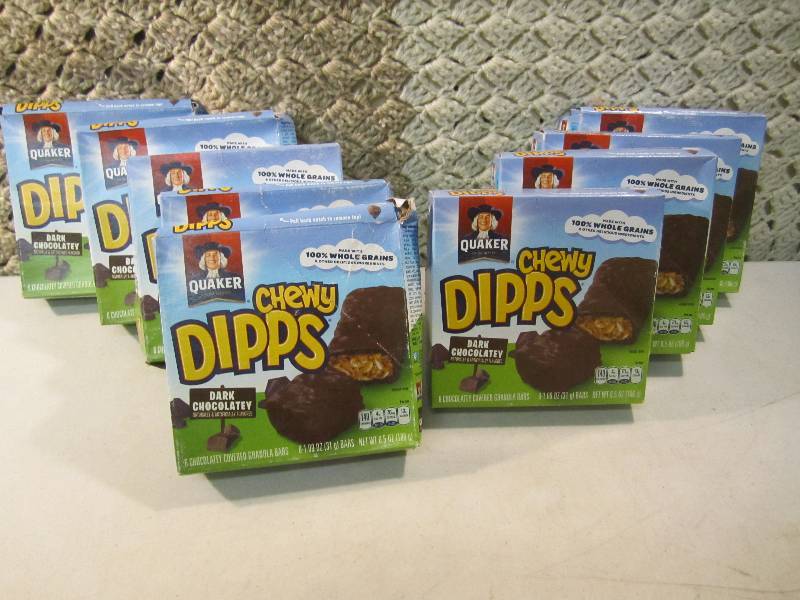 lot 240 image: Lot of 9 Boxes Quaker Chewy Dipps D...