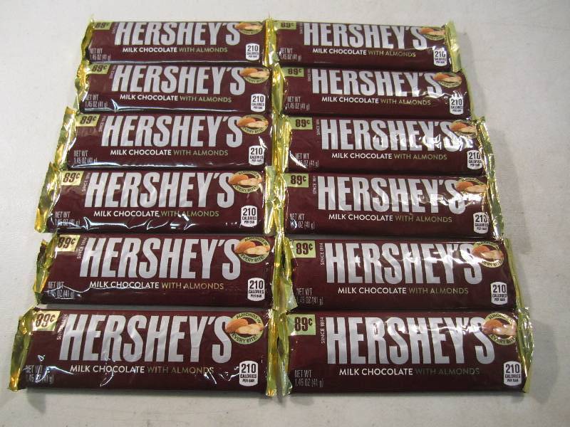 lot 259 image: Lot of 12 Hersheys Milk Chocolate w...