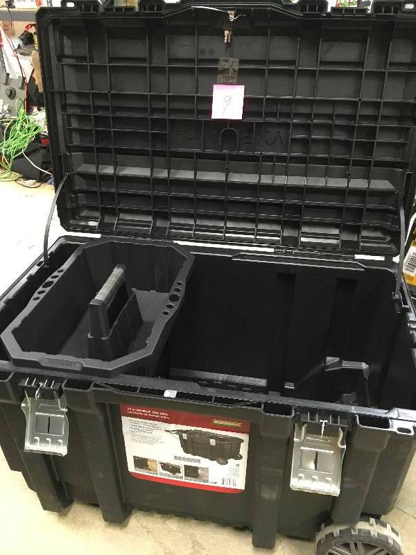 Husky 37 in. Mobile Job Box Utility Cart Black with keys