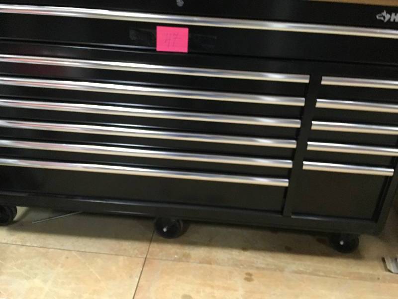 Husky 66 in. W 24 in. D 12-Drawer Heavy-Duty Mobile Workbench in Black NOT USED WHIT SMALL DENT
