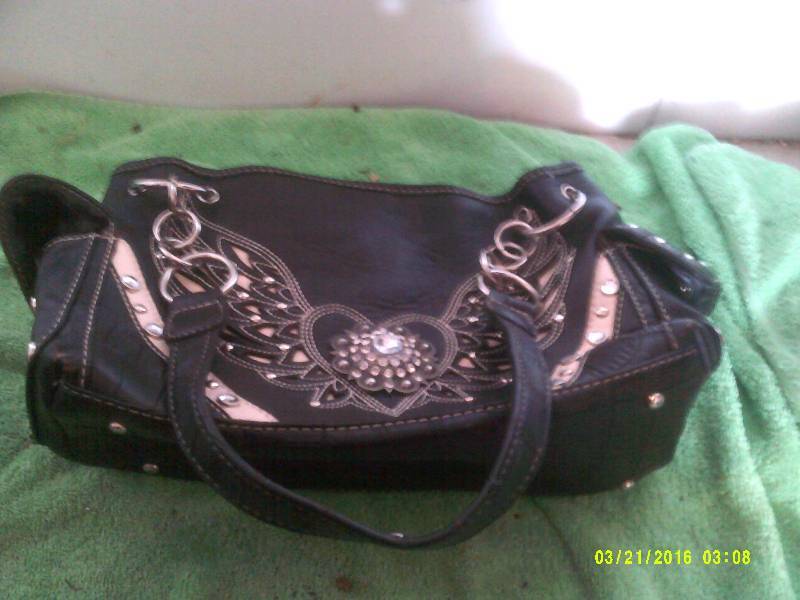 BIKER STYLE LEATHER HAND BAG