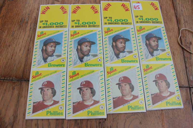 lot 45 image: 4 1982 Squirt Baseball Set...