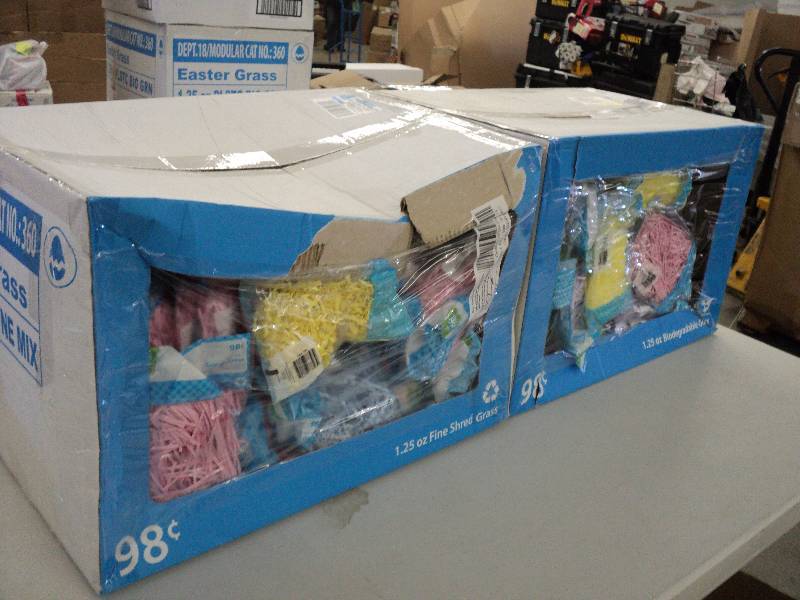 lot 244 image: 2 boxes of colored Easter grass...