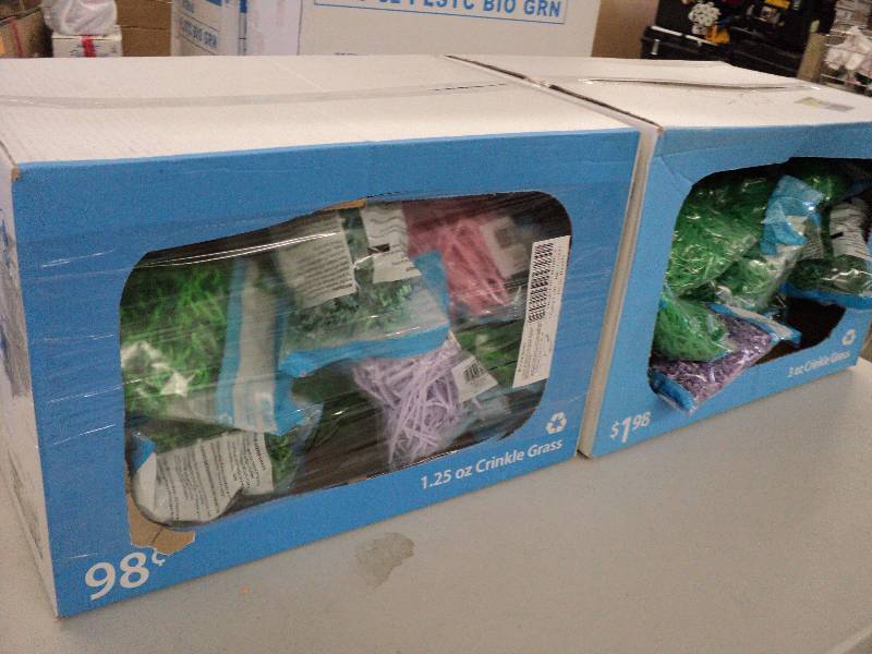 lot 245 image: 2 boxes of colored Easter grass...