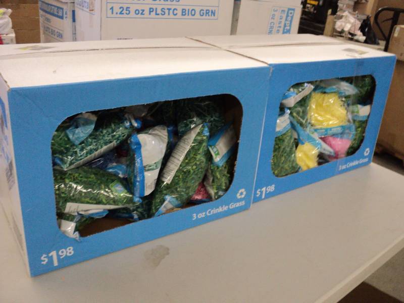 lot 246 image: 2 boxes of colored Easter grass...
