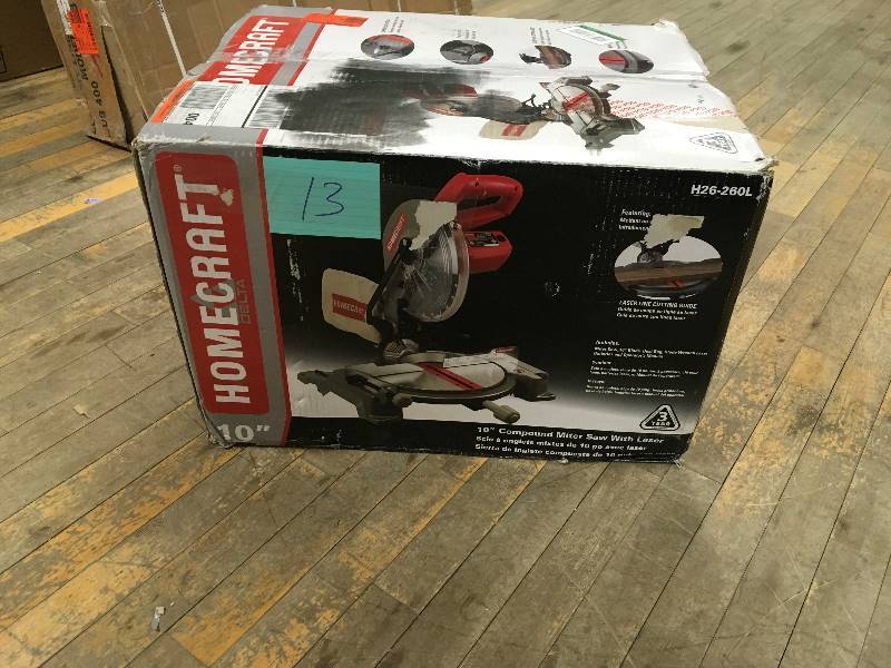 lot 13 image: HomeCraft 14 Amp 10 in. Compound MiterSaw with Lazer open box not used