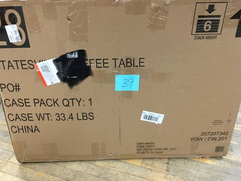 lot 39 image: Hampton Bay Statesville Rectangle Steel Outdoor Coffee Table open box not used