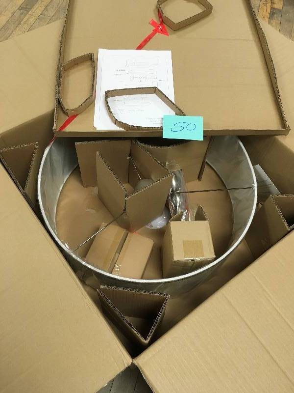 lot 50 image: Kenroy Home Margot 3-Light Brushed Steel Pendant open box not used