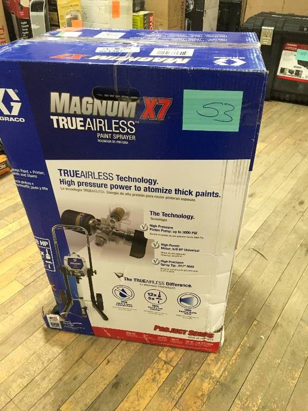 lot 53 image: Graco Magnum X7 True Airless Paint Sprayer  open box not used
