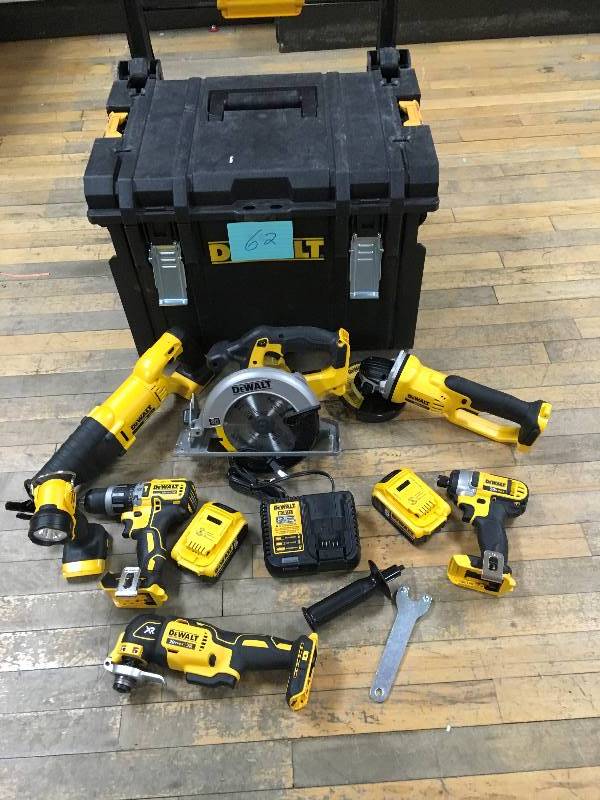 lot 62 image: DeWalt 20-Volt Max Lithium-Ion Combo Kit With Tough Box open box in like new condition