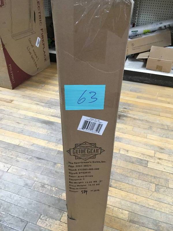 lot 63 image: Guide Gear Folding Hammock- Army Green open box not used