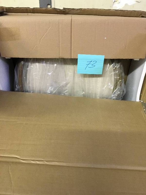 lot 73 image: Jacques Arm Chair Antique Brown Natural Linen open box not used