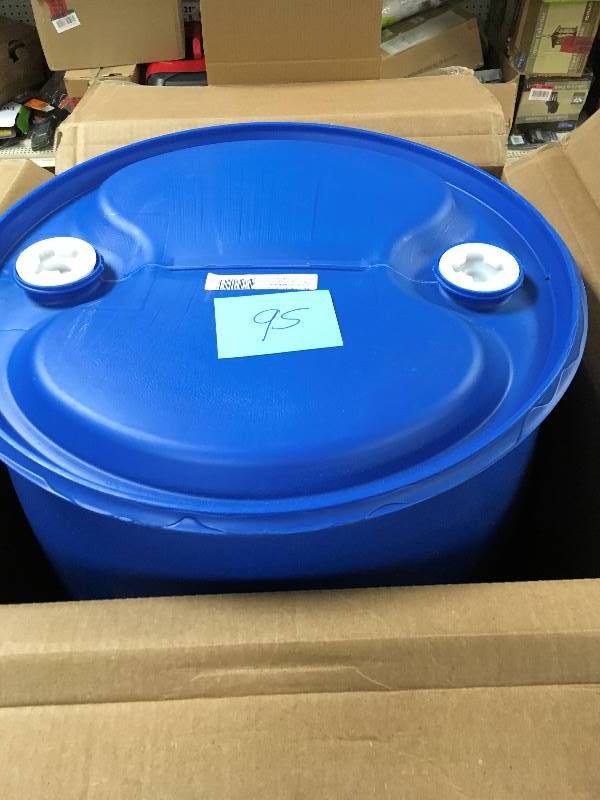 lot 95 image: 55 Gal. Drum, Blue open box not used