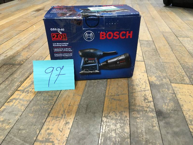 lot 97 image: Bosch 14 in. Sheet Orbital Finishing Sander open box not used