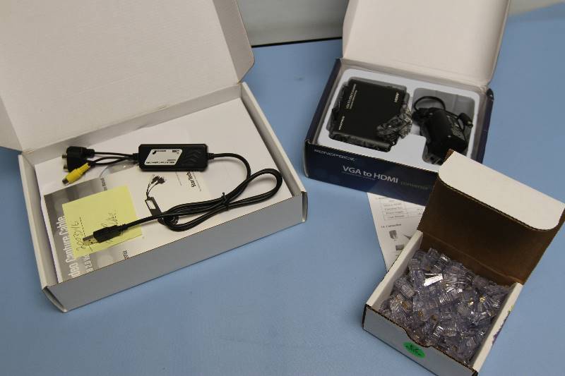 lot 121 image: USB Video Capture System, VGA to HDMI & RJ45 Network Cable Connector Lot