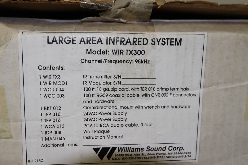 lot 132 image: Williams Sound IR Infrared Assistive ListingHearing System