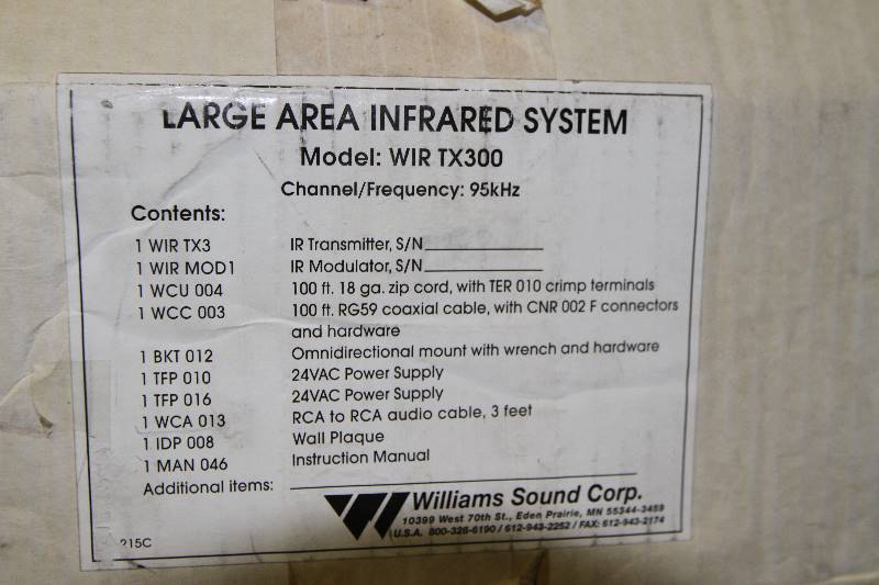 lot 133 image: Williams Sound IR Infrared Assistive ListingHearing System