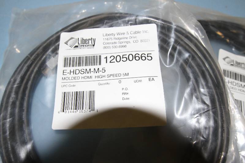 lot 164 image: Two (2) Liberty Pro-Grade High Speed 5m (15) HDMI Cables... NEW