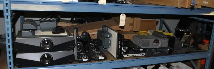 lot 191 image: Huge Lot (Entire 8 Shelf) of Miscellaneous WolfVision Document CameraVisual Presenters, Sony Projectors & More