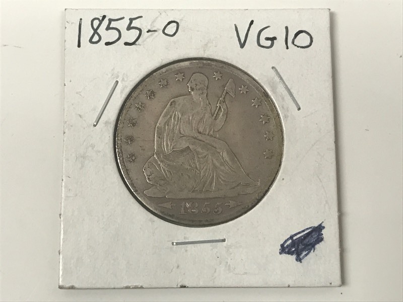lot 3 image: 1855-O Seated Liberty Silver Half D...