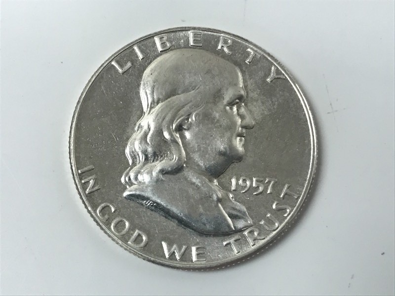 lot 6 image: 1857 Franklin Silver Half Dollar ...