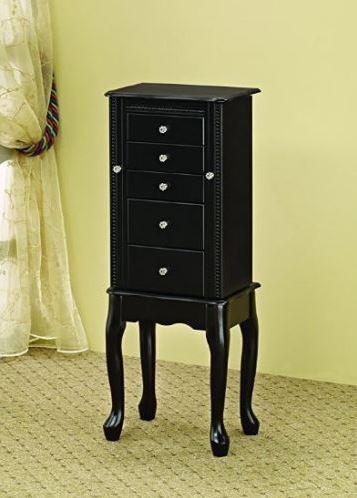 lot 25 image: Coaster Jewelry Armoire Black Item Number w Flip-Top Mirror
