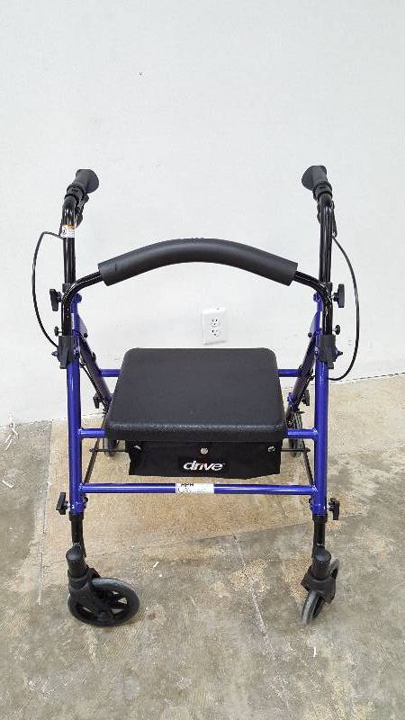 lot 28 image: Drive Medical Adjustable Height Rollator with 6 Inches Wheels - Blue