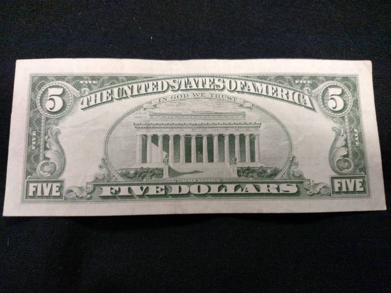 1963 Red Seal Five Dollar Note...