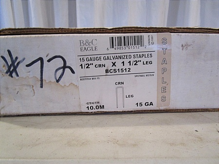 lot 72 image: Box B&C Eagle 15 Gauge Galvanized Staples