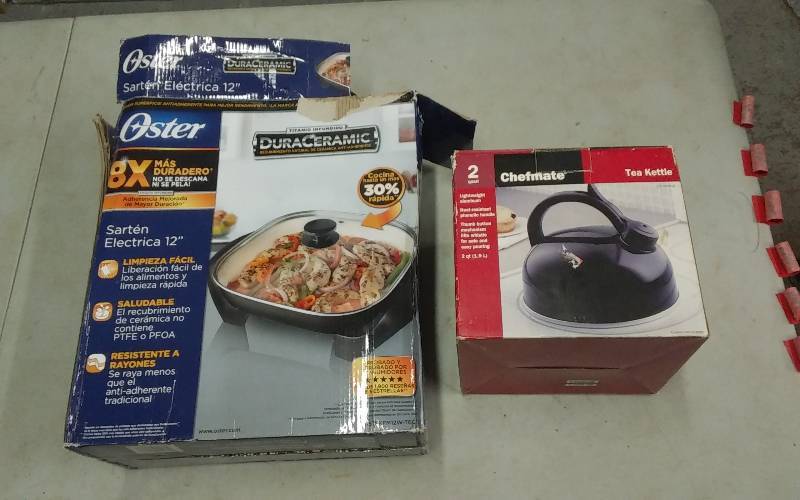 Oster Electric Skillet (Like New), Tea Kettle
