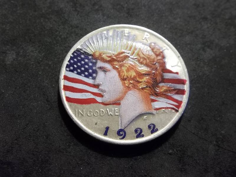1922  Silver Peace Dollar  Painted Silhouette