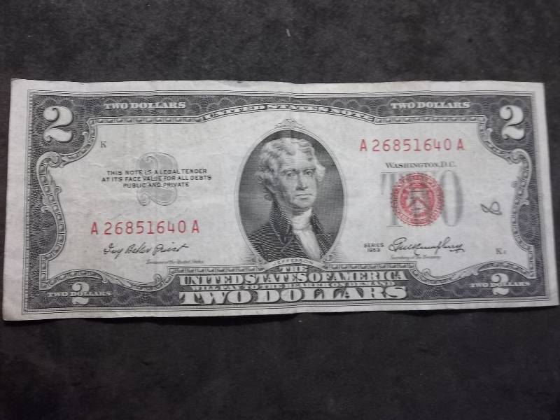 2 Dollar US Note Red Seal Series 1953