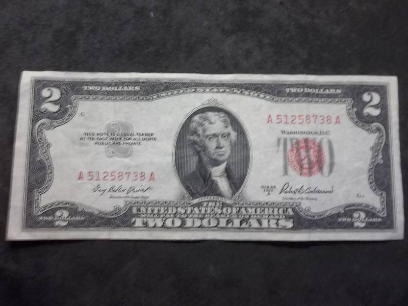2 Dollar US Note Red Seal Series 1953A