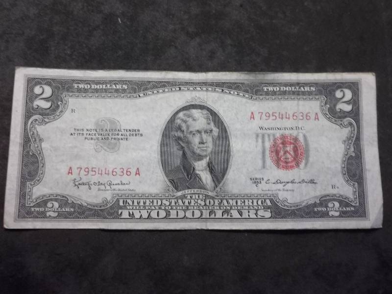 2 Dollar US Note Red Seal Series 1953C