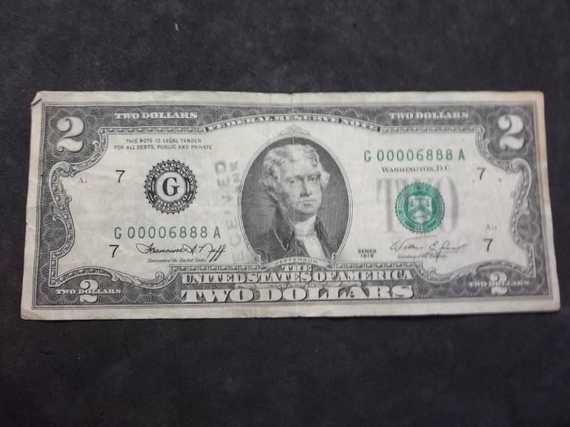 2 Dollar US Note Green Seal Series 1976