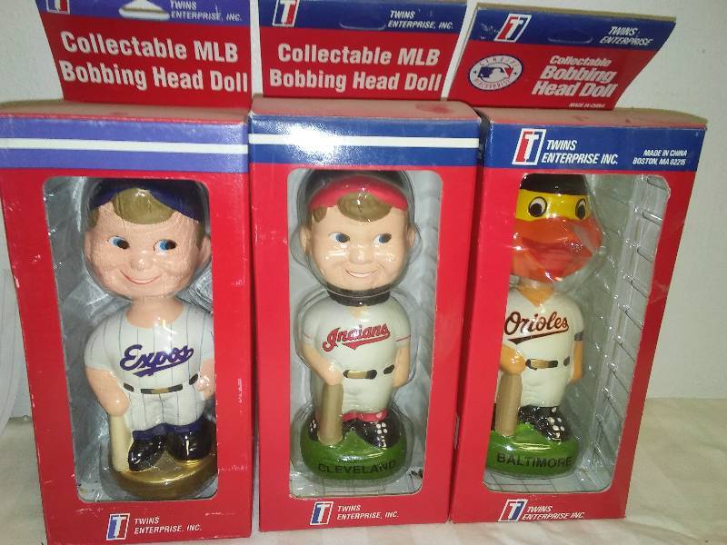 3 MLB Montreal Expos, Cleveland Indians and Baltimore Orioles, Bobbleheads