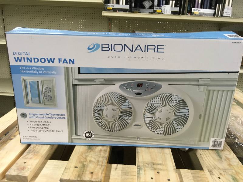 lot 332 image: JARDEN BIONAIRE WINDOW FAN, MSRP $39.99