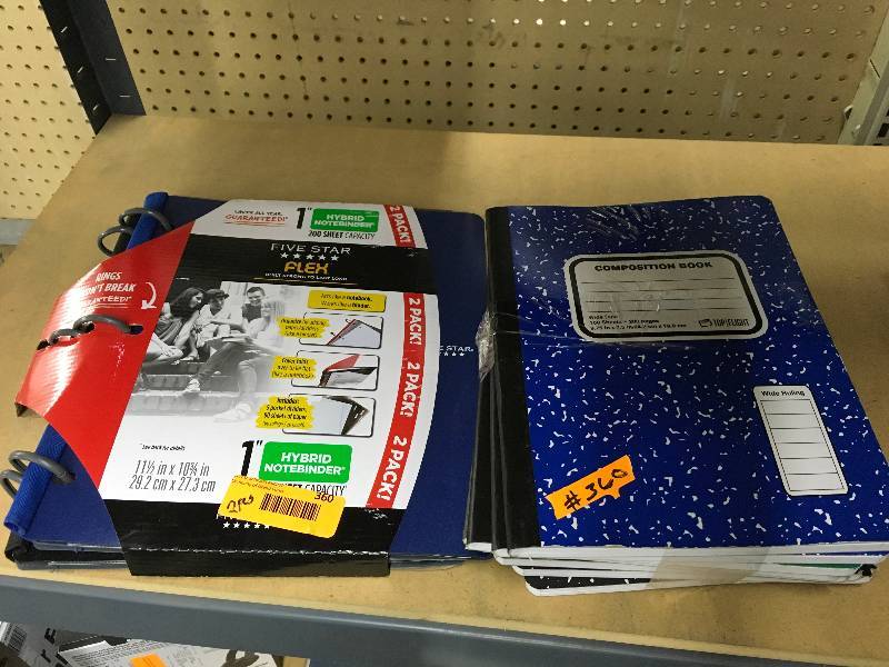 lot 360 image: MARBLE COMP BOOK 8PK, MSRP $6.99 AND 5 STAR FLEX BINDER, MSRP $13.99