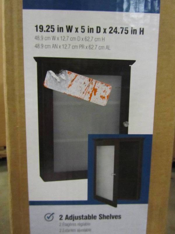 lot 61 image: Medicine Cabinet 19-14 in. x 24-34 in. Surface-Mount Medicine Cabinet in Java