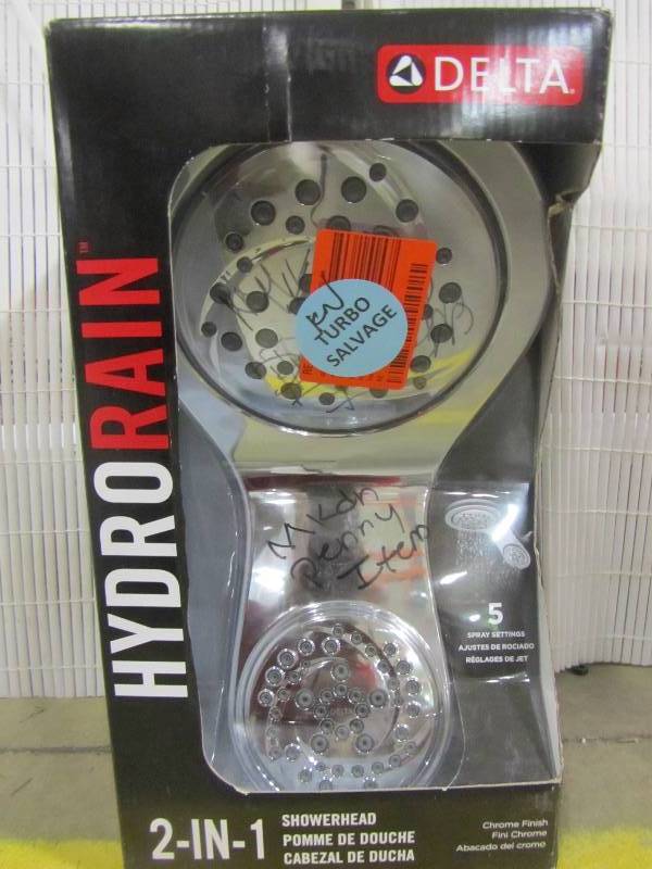 lot 62 image: Delta  HydroRain 5-Spray 6 in. Two-in-One Fixed Shower Head in Chrome