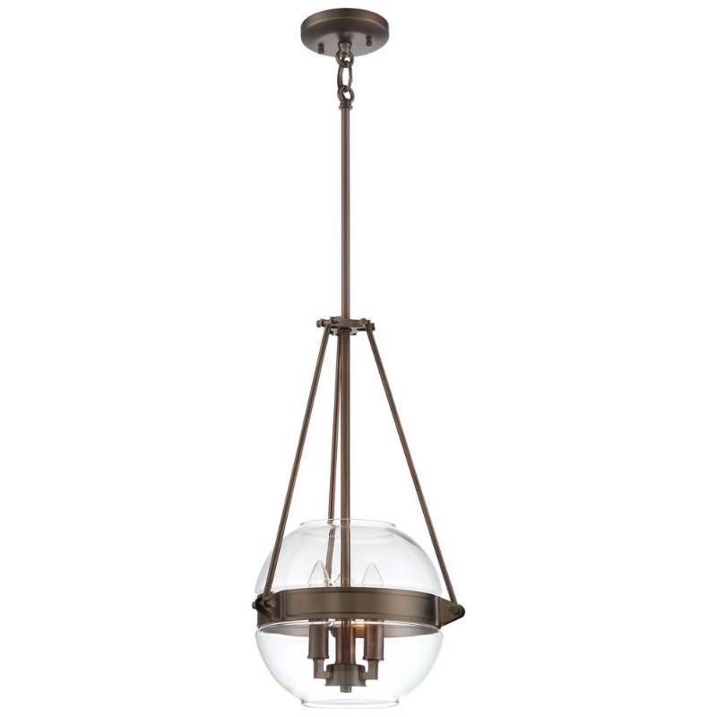 lot 52 image: Minka Lavery Atrio Collection 3-Light Harvard Court Bronze Finish Pendant with Clear Glass